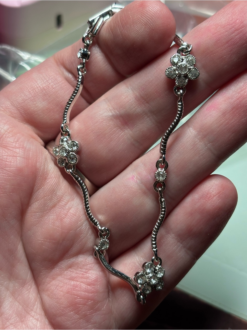 Silver Floral Link Bracelet Silver